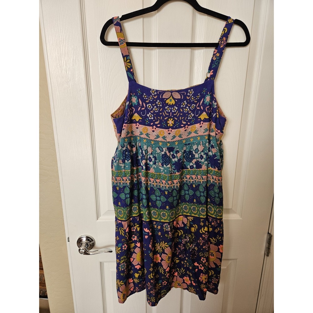 Natural Life Patricia Sleeveless Floral Adj. Straps Smocked Mini Dress, LG
